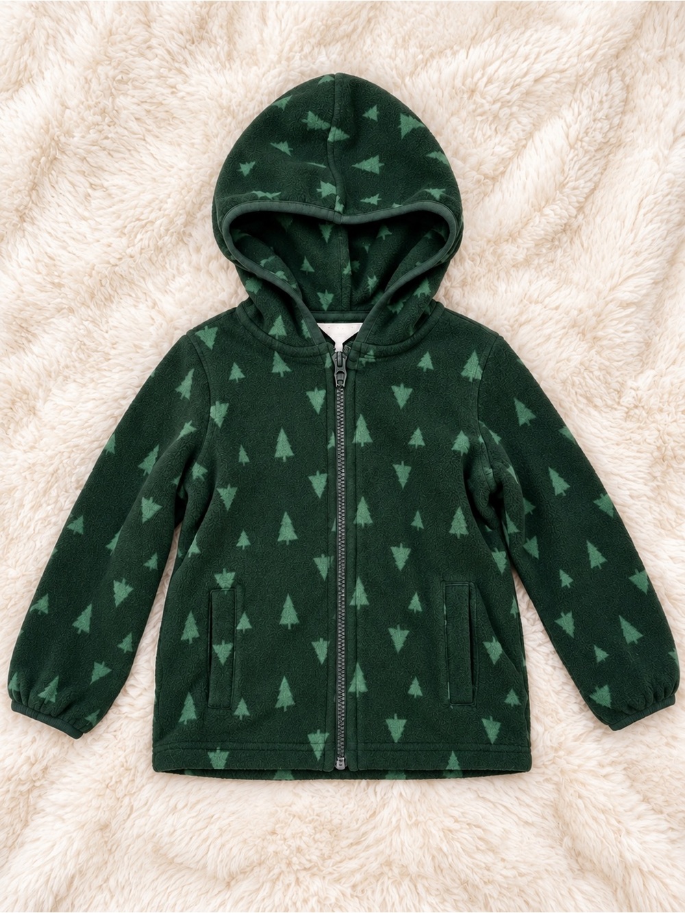 Rise Little Earthling Green Tree Print Fleece Sweater Jacket – 3–4 Years